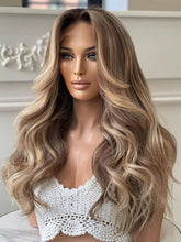 Layered Body Waves Honey Blonde Balayage Lace Front Glueless Human Hair Wig - Everyday Wigs